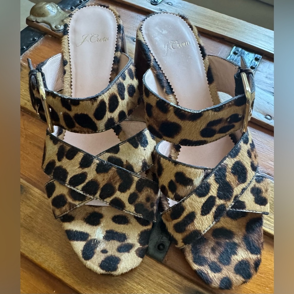 J. Crew Penny Slide Sandals in Leopard Calf Hair - Picture 7 of 13